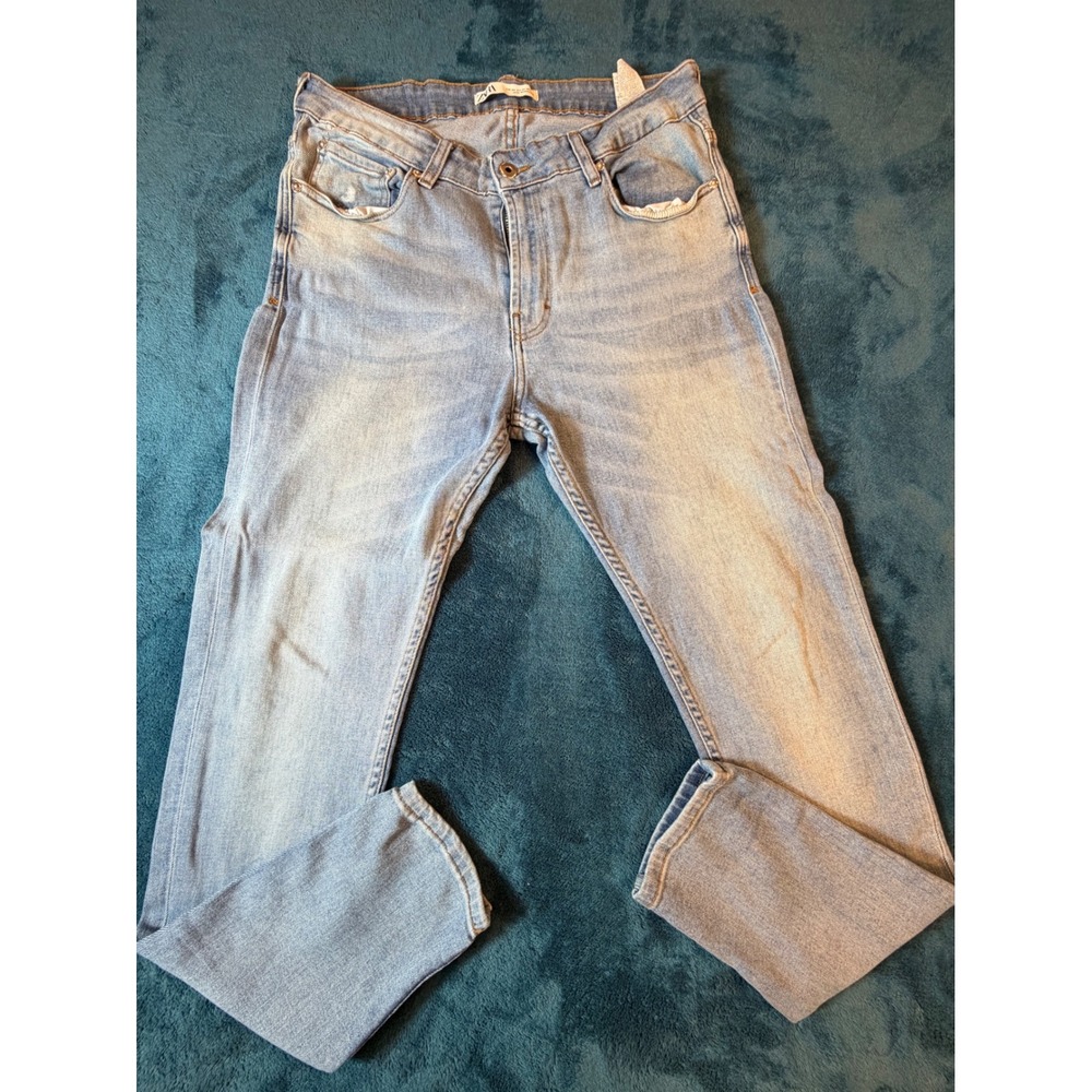 Zara Man Light Wash Slim Fit Denim Jeans Blue Size 34 EUR 44 Made in Morocco - Picture 2 of 3